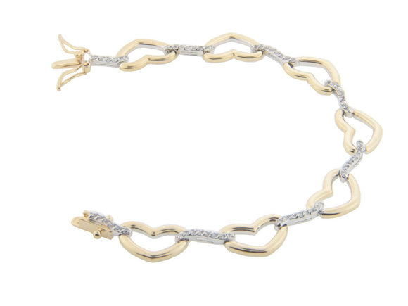 High Luxe CZ Love & Hearts Curbed Link Bracelet in Sterling Silver - Presidential Brand (R)