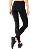 Athletique Low-Waisted Ribbed Leggings With Hidden Pocket and Mesh Panels - Presidential Brand (R)