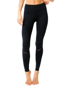 Athletique Low-Waisted Ribbed Leggings With Hidden Pocket and Mesh Panels - Presidential Brand (R)