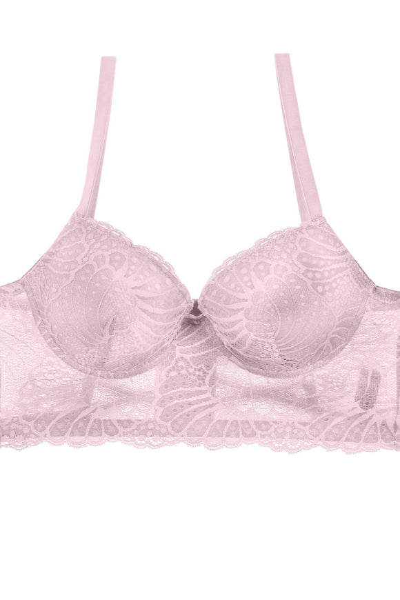 Ladies floral overlay long line bra w/underwire - Presidential Brand (R)