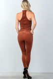 Ladies fashion zipper race back closure velvet choker jumpsuit - Presidential Brand (R)