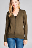 Ladies fashion long sleeve v-neck classic sweater cardigan - Presidential Brand (R)