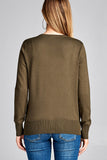 Ladies fashion long sleeve v-neck classic sweater cardigan - Presidential Brand (R)