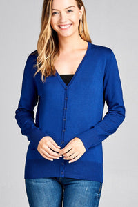 Ladies fashion long sleeve v-neck classic sweater cardigan - Presidential Brand (R)