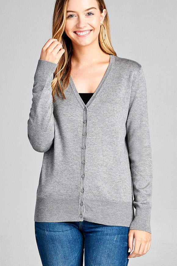 Ladies fashion long sleeve v-neck classic sweater cardigan - Presidential Brand (R)