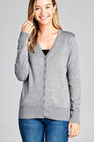 Ladies fashion long sleeve v-neck classic sweater cardigan - Presidential Brand (R)
