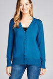 Ladies fashion long sleeve v-neck classic sweater cardigan - Presidential Brand (R)