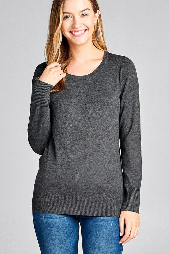 Ladies fashion long sleeve crew neck classic sweater - Presidential Brand (R)