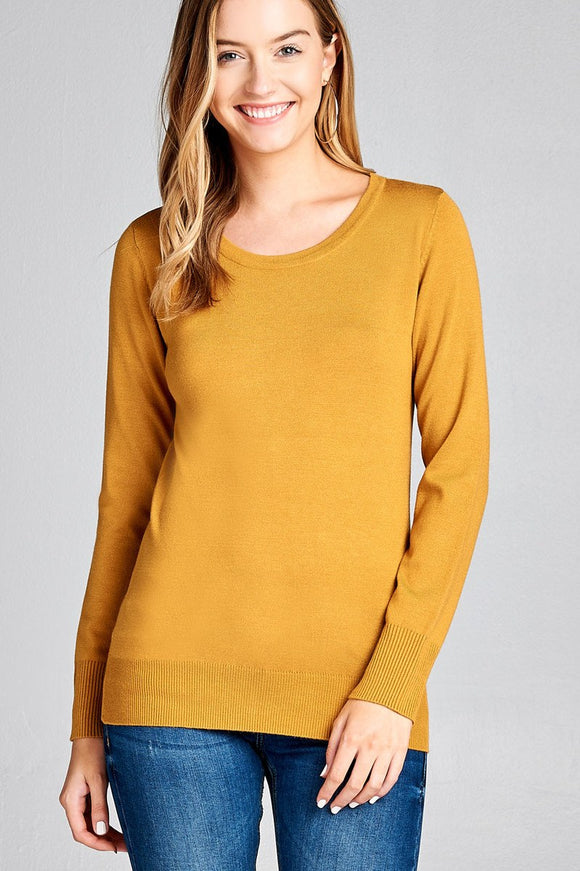 Ladies fashion long sleeve crew neck classic sweater - Presidential Brand (R)