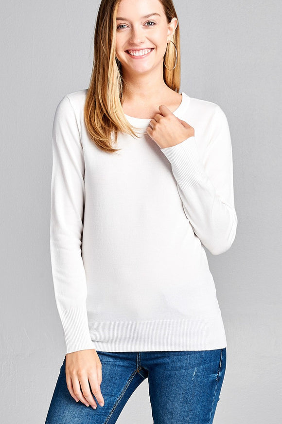 Ladies fashion long sleeve crew neck classic sweater - Presidential Brand (R)