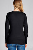 Ladies fashion long sleeve v-neck classic sweater - Presidential Brand (R)