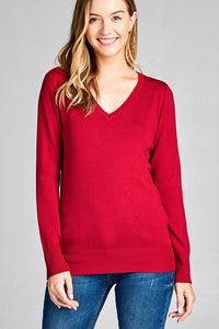 Ladies fashion long sleeve v-neck classic sweater - Presidential Brand (R)