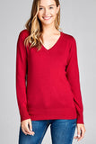 Ladies fashion long sleeve v-neck classic sweater - Presidential Brand (R)