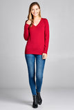 Ladies fashion long sleeve v-neck classic sweater - Presidential Brand (R)