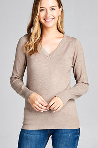 Ladies fashion long sleeve v-neck classic sweater - Presidential Brand (R)