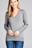 Ladies fashion long sleeve v-neck classic sweater - Presidential Brand (R)