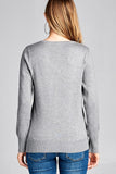 Ladies fashion long sleeve v-neck classic sweater - Presidential Brand (R)