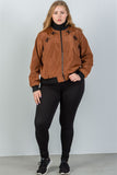 Ladies fashion plus size criss-cross sides bomber jacket - Presidential Brand (R)
