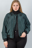 Ladies fashion plus size criss-cross sides bomber jacket - Presidential Brand (R)