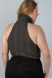 Ladies fashion plus size  cable knit turtleneck sleeveless bodysuit - Presidential Brand (R)