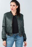 Ladies fashion fully lined peacock pleather bomber jacket - Presidential Brand (R)
