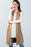 Ladies fashion knee length sleeveless open front cardigan - Presidential Brand (R)