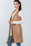 Ladies fashion knee length sleeveless open front cardigan - Presidential Brand (R)