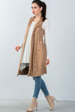 Ladies fashion knee length sleeveless open front cardigan - Presidential Brand (R)
