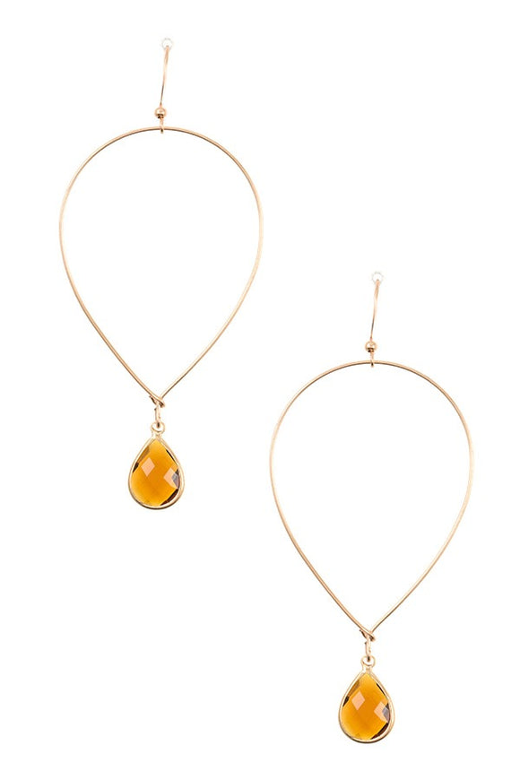 Ladies fashion faceted gem teardrop dangle earring - Presidential Brand (R)