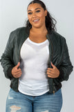 Ladies fashion plus size fully lined peacock pleather bomber jacket - Presidential Brand (R)