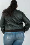 Ladies fashion plus size fully lined peacock pleather bomber jacket - Presidential Brand (R)