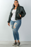 Ladies fashion plus size fully lined peacock pleather bomber jacket - Presidential Brand (R)