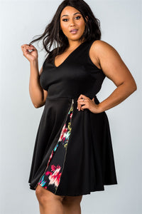 Ladies fashion plus size v neckline side zip design dress - Presidential Brand (R)