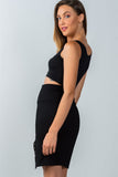 Ladies fashion black pencil mini skirt with snap button side - Presidential Brand (R)