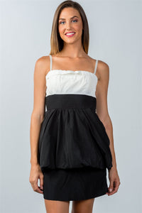 Ladies fashion white and black colorblock mini dress - Presidential Brand (R)