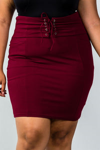 Ladies fashion plus size self tie lace up pencil mini skirt - Presidential Brand (R)