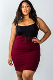 Ladies fashion plus size self tie lace up pencil mini skirt - Presidential Brand (R)