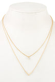 Ladies fashion cz stone v pendant layered necklace - Presidential Brand (R)