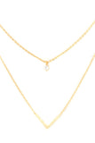 Ladies fashion cz stone v pendant layered necklace - Presidential Brand (R)