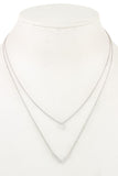 Ladies fashion cz stone v pendant layered necklace - Presidential Brand (R)