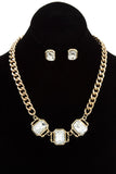 Ladies fashion faceted link gem chain necklace set - Presidential Brand (R)