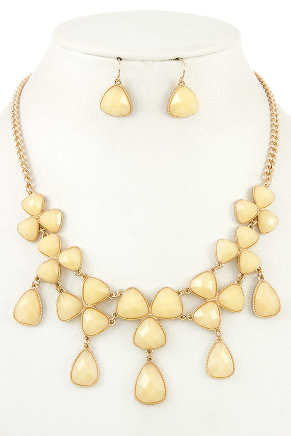 Ladies fashion faceted link bib necklace set - Presidential Brand (R)
