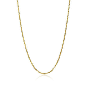 Yellow Gold Flashed Sterling Silver 1mm Thin Cable Rolo Chain Necklace, 20 Inches - Presidential Brand (R)