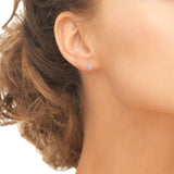 Sterling Silver White Topaz 4mm Round-Cut Solitaire Stud Earrings - Presidential Brand (R)