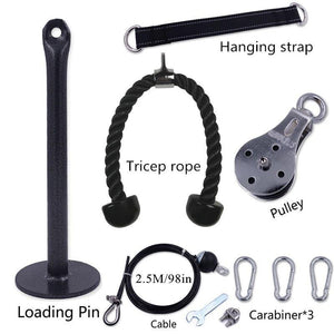 Fitness Pulley Cable System DIY Loading Pin Lifting Triceps Rope Machine Workout Adjustable Length Home Gym Sport Accessories - Presidential Brand (R)