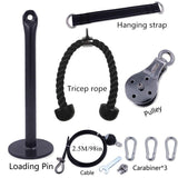 Fitness Pulley Cable System DIY Loading Pin Lifting Triceps Rope Machine Workout Adjustable Length Home Gym Sport Accessories - Presidential Brand (R)