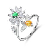 Fidget Spinner Rings for Women Sunflower Adjustable Open Ring You are My Sunshine Rotate Anti Stress Ring Valentine's Day Gfit