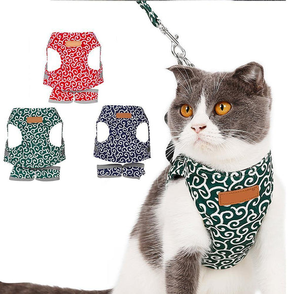 1.2m Pets Outdoor Walking Leash Set Dog Cat Harness Vest Collar Cat Traction Ropes for Small Dogs Cats Walking Cat Harness Hot - Presidential Brand (R)