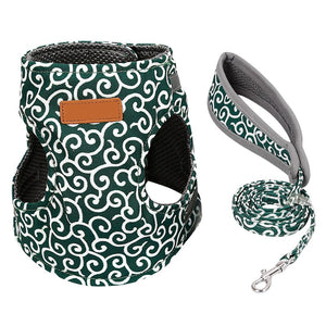 Pet Dog Cat Vest Outdoor Travel Harness Leash Set for Puppy Cat Rabbit Floral Pattern Kitten Walking Harnesses Pet Cat Products - Presidential Brand (R)