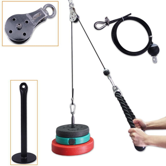 Fitness Pulley Cable System DIY Loading Pin Lifting Triceps Rope Machine Workout Adjustable Length Home Gym Sport Accessories - Presidential Brand (R)